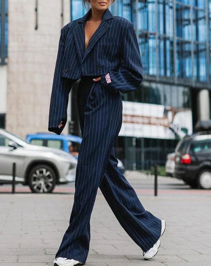 Conjunto De Blazer Corto Y Pantalón De Cintura Alta Para Adultos | Ideal Para Usos Profesionales Y Versátiles