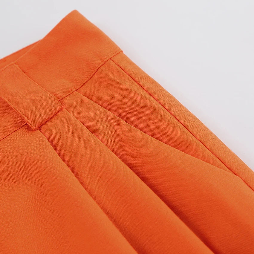 Pantalón De Cintura Alta Con Piernas Anchas Y Pliegues Para Mujer | Ideal Para Uso Diario