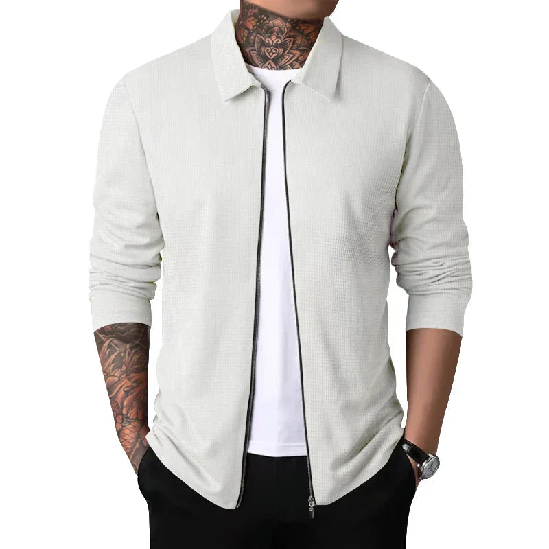 Chaqueta con Cremallera de Manga Larga y Corte Ajustado para Hombre | Ideal para Uso Diario