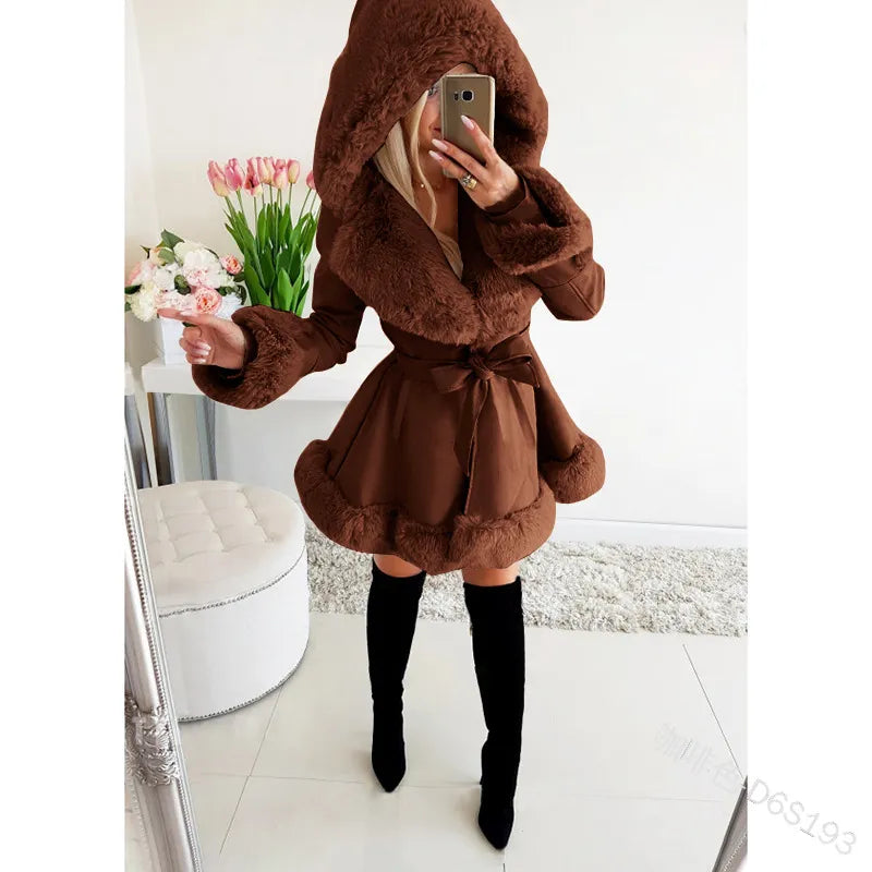 Abrigo Largo con Capucha y Cierre de Botones para Mujer | Ideal para El Invierno