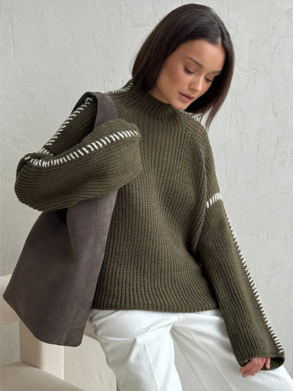Jersey De Corte Amplio Con Cuello Alto Y Bordados Para Adultos | Ideal Para Uso Diario E Informal