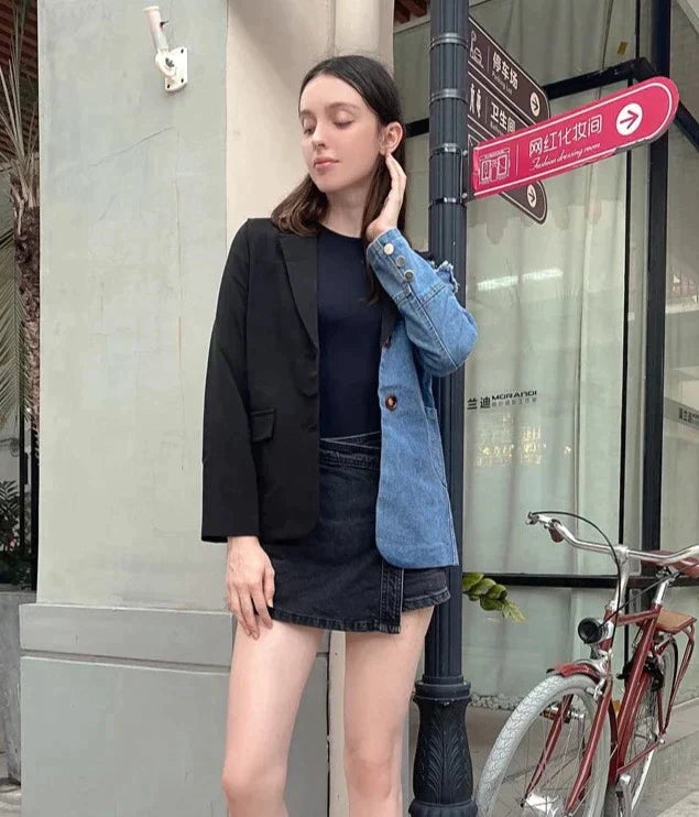 Chaqueta Patchwork con Cierre Frontal para Mujer | Ideal para Uso Diario