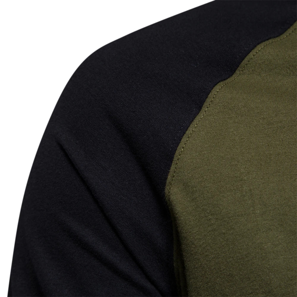 Camisa De Color Liso Con Mangas Raglán Y Cierre Abotonado Para Hombre | Ideal Para Uso Diario