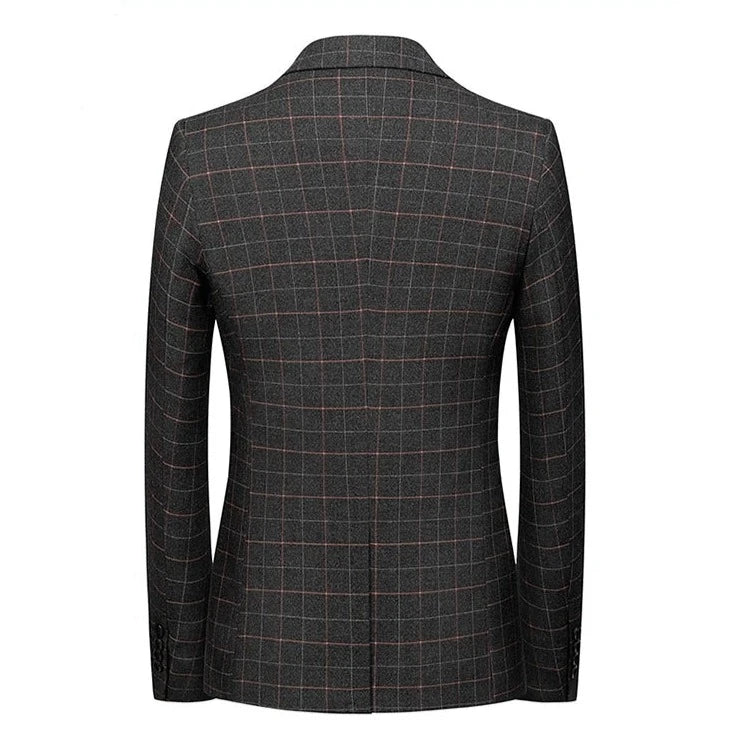 Blazer Con Motivo De Cuadros Y Corte Ajustado Para Hombre | Ideal Para Ocasiones Formales Y Profesionales