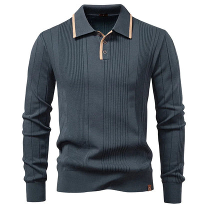 Polo de Manga Larga con Textura Acanalada para Hombre | Ideal para Uso Diario