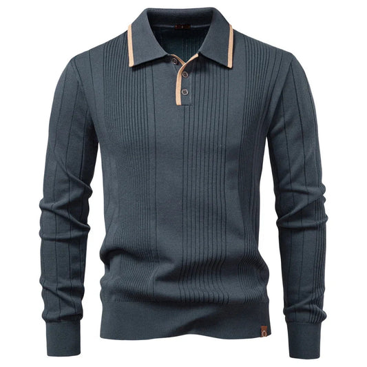 Polo de Manga Larga con Textura Acanalada para Hombre | Ideal para Uso Diario