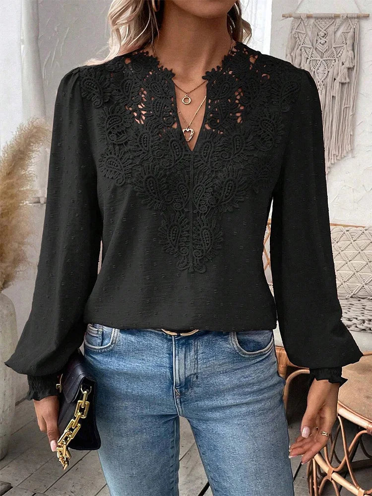 Blusa Con Cuello En V Y Mangas Ligeramente Abullonadas Para Mujer | Ideal Para Uso Diario O Eventos Formales