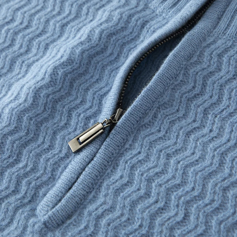 Jersey con Media Cremallera y Textura Acanalada en Zigzag para Hombre | Ideal para Entretiempo