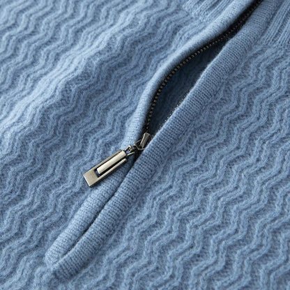 Jersey con Media Cremallera y Textura Acanalada en Zigzag para Hombre | Ideal para Entretiempo