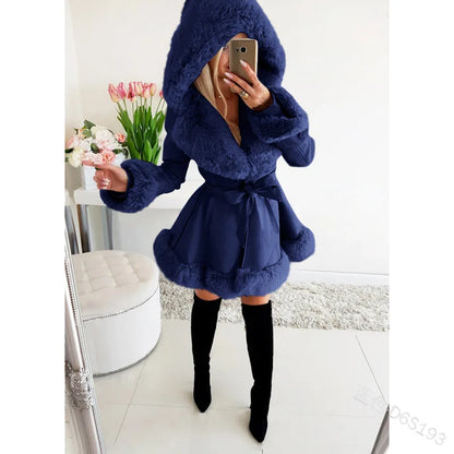 Abrigo Largo con Capucha y Cierre de Botones para Mujer | Ideal para El Invierno