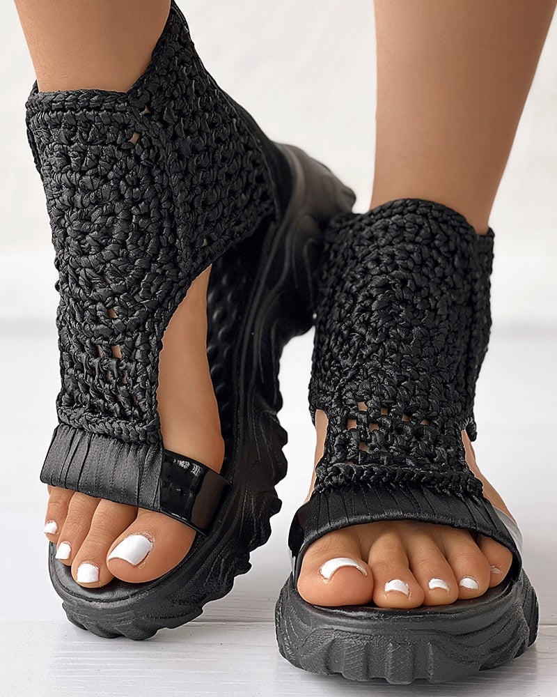 Sandalias con Tacón Compensado y Diseño Abierto para Mujer | Ideales para Uso Diario en Temporadas Cálidas