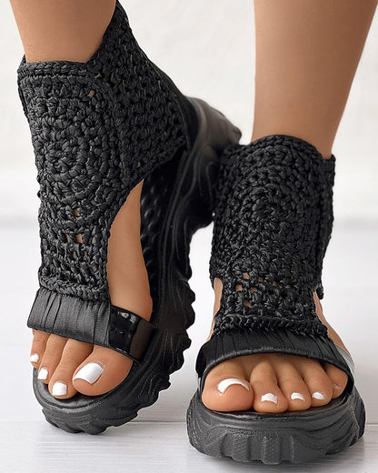 Sandalias con Tacón Compensado y Diseño Abierto para Mujer | Ideales para Uso Diario en Temporadas Cálidas