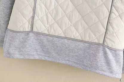 Chaqueta Acolchada con Capucha y Patrón de Rombos para Mujer en Tallas Grandes | Ideal para Invierno
