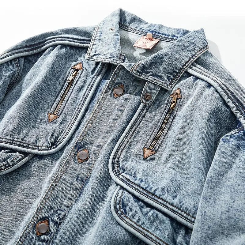 Chaqueta Vaquera Para Hombre De Corte Ajustado Con Bolsillos Funcionales | Ideal Para Uso Diario Y Actividades Informales