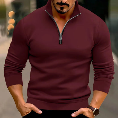 Jersey De Manga Larga Con Cuello Alto Y Cremallera Para Hombre | Ideal Para Uso Diario Y Profesional