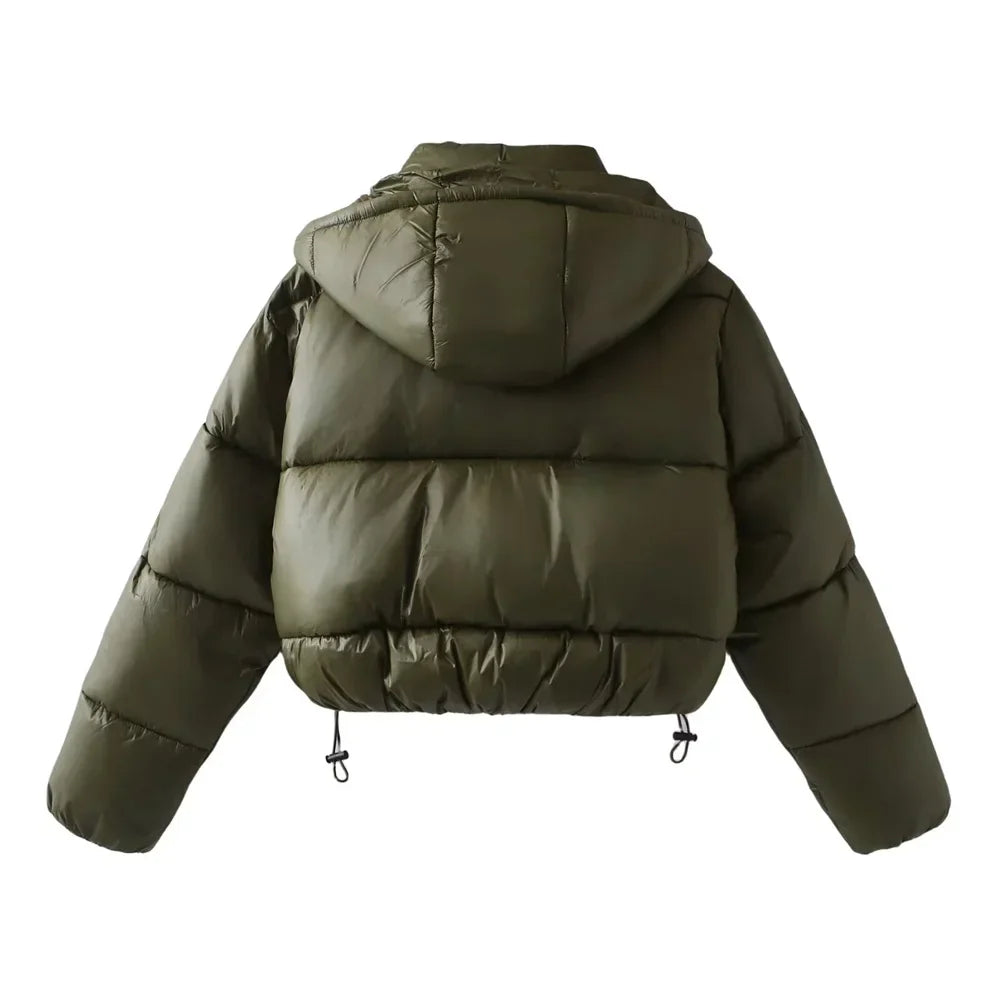 Chaqueta Acolchada Corta Con Capucha Para Mujer | Ideal Para Entretiempo