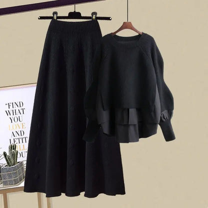 Conjunto de Jersey de Manga Larga y Falda a Juego para Mujer | Ideal para Uso Diario