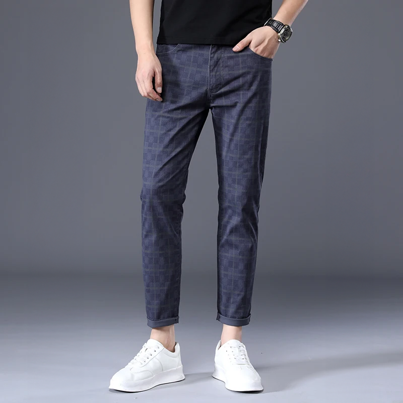 Pantalones Para Hombre Con Corte Slim Fit Y Motivo A Cuadros Para Hombre | Ideal Para Uso Diario