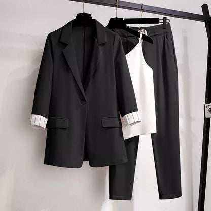 Conjunto de Blazer, Chaleco y Pantalón de Corte Ajustado para Mujer | Ideal para Entorno Profesional y Eventos Formales