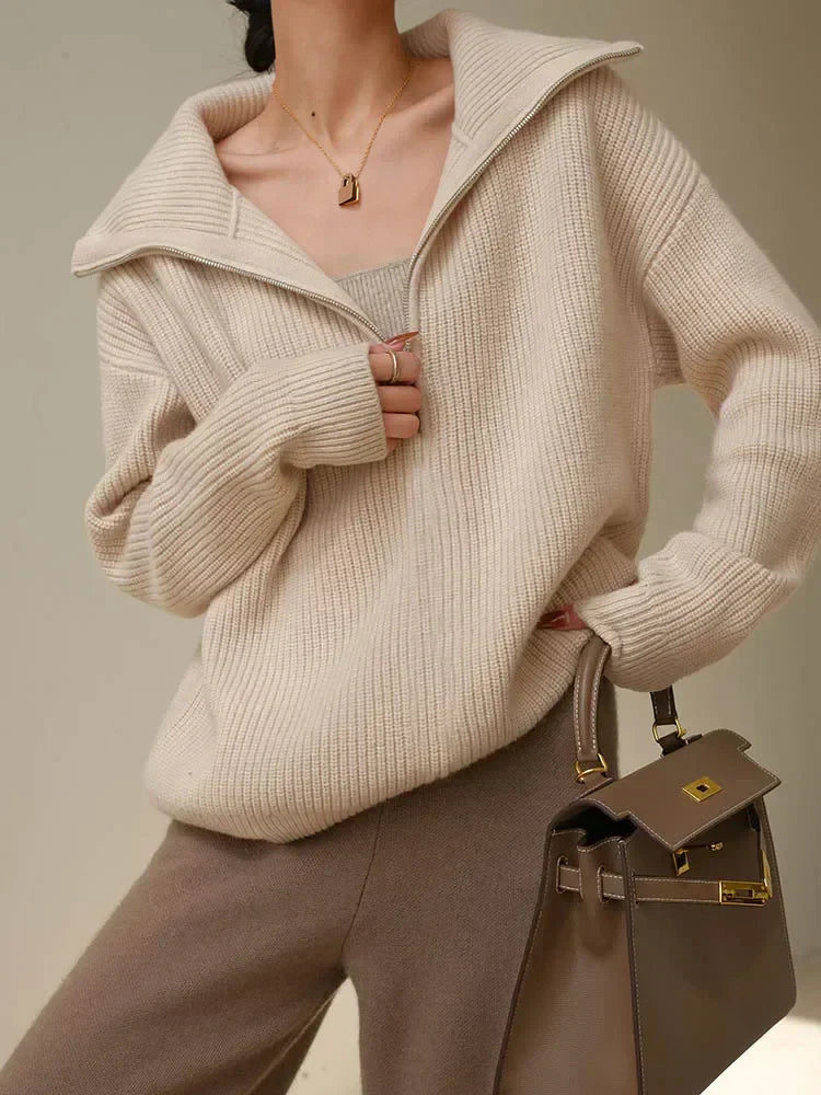 Jersey Con Cuello Alto Y Cierre De Cremallera Para Mujer | Ideal Para Otoño E Invierno