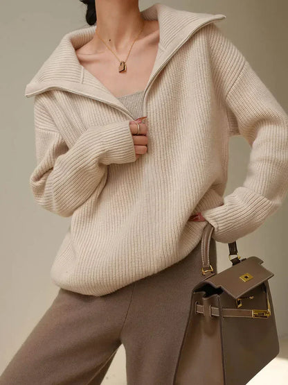 Jersey Con Cuello Alto Y Cierre De Cremallera Para Mujer | Ideal Para Otoño E Invierno