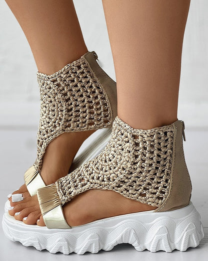 Sandalias con Tacón Compensado y Diseño Abierto para Mujer | Ideales para Uso Diario en Temporadas Cálidas