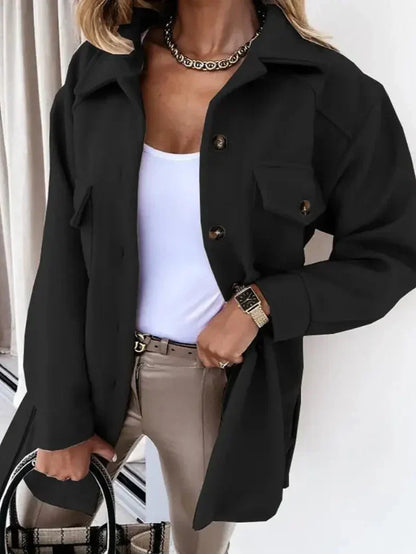 Chaqueta Con Cinturón Extraíble Y Cierre De Botones Para Mujer | Ideal Para Uso Diario Y Oficina