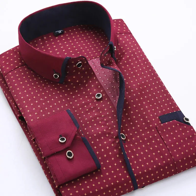 Camisa De Manga Larga Con Cierre De Botones Para Hombres | Ideal Para Uso Diario Y Ocasiones Formales