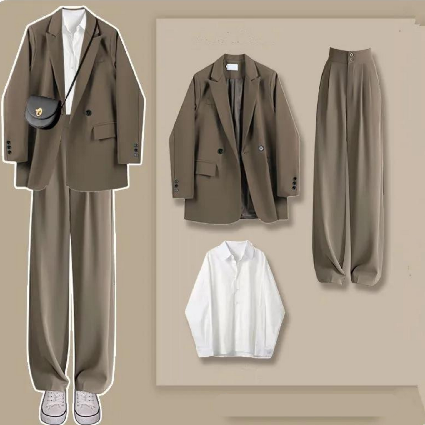 Conjunto De Tres Piezas Con Blazer Y Combinaciones Versátiles Para Mujer | Ideal Para Uso Diario Y Salidas