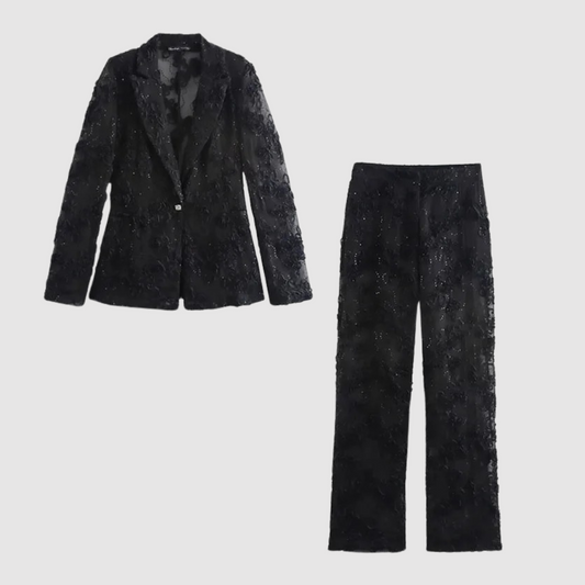 Conjunto De Chaqueta Con Solapa Y Pantalón A Juego Para Mujer | Ideal Para Oficina Y Salidas