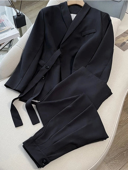 Conjunto de Dos Piezas con Blazer y Pantalón a Juego para Mujer | Ideal para Uso Diario en Temporadas Frescas
