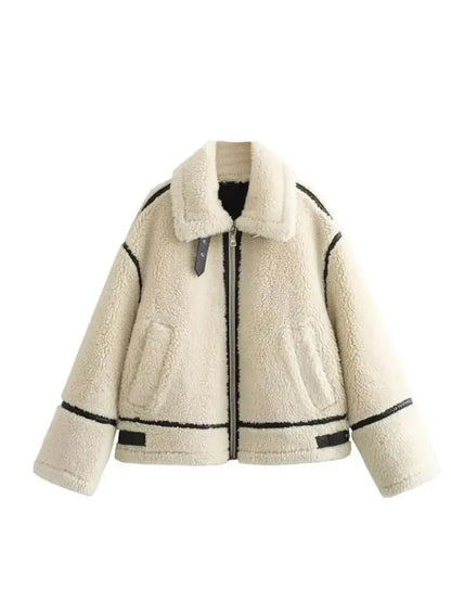 Chaqueta con Diseño de Bloques de Color y Cuello Alto para Mujer | Ideal para Uso Diario