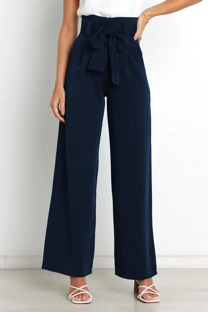 Pantalón De Talle Alto Con Piernas Anchas Y Cinturón Para Mujer | Ideal Para Uso Diario Y Profesional