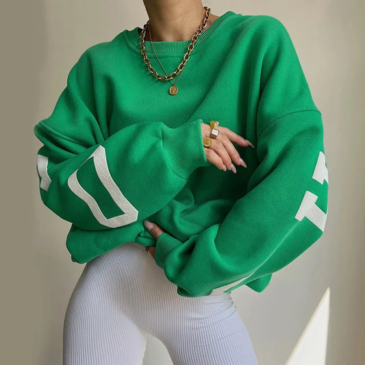 Jersey Oversize con Estampado en las Mangas para Mujer | Ideal para Días Relajados o Uso Diario