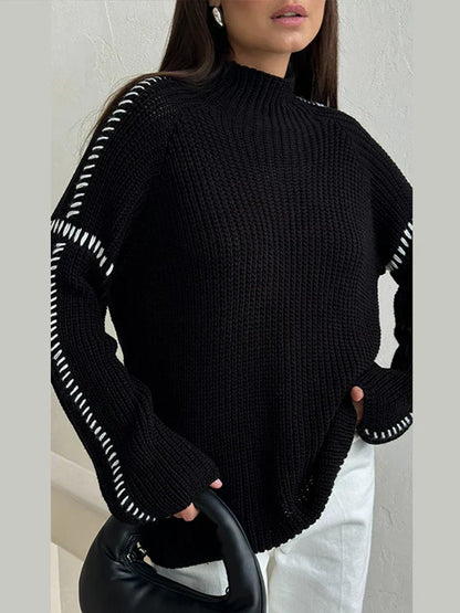 Jersey De Corte Amplio Con Cuello Alto Y Bordados Para Adultos | Ideal Para Uso Diario E Informal