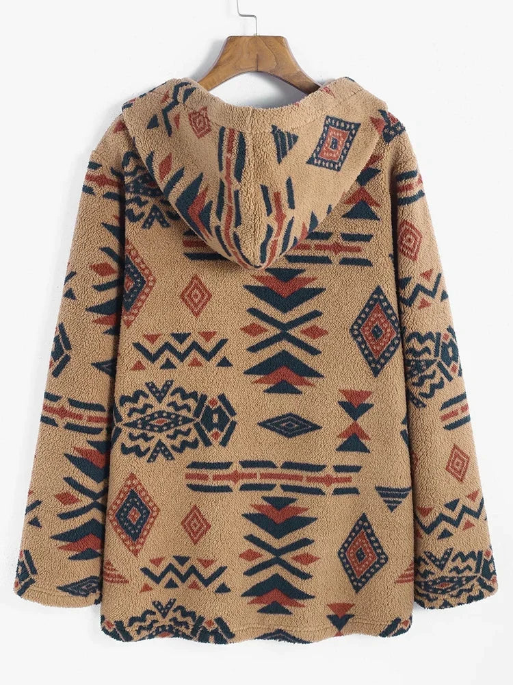 Cardigan Largo con Motivo Geométrico para Mujer | Ideal para Uso Diario en Invierno