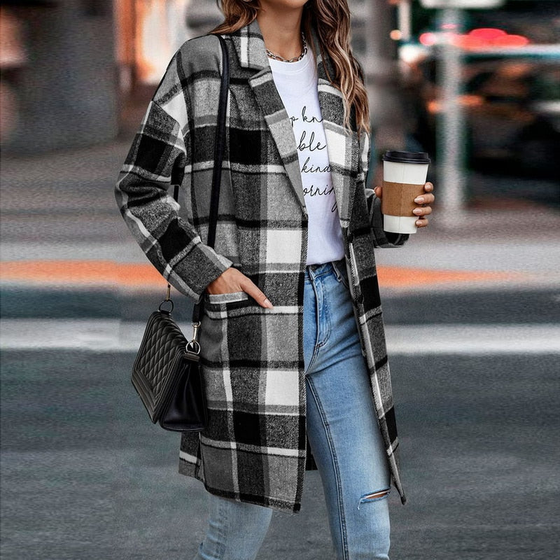 Abrigo de Media Estación con Cierre de Botones para Mujer | Ideal para Otoño y Actividades Urbanas