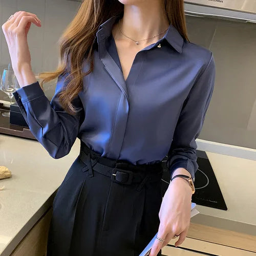 Blusa Con Cuello Clásico Y Corte Regular Para Mujer | Ideal Para Uso Diario O Eventos Formales