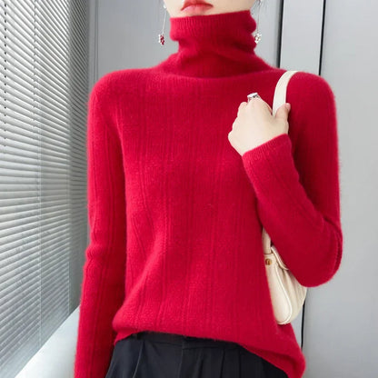 Jersey De Cuello Alto Con Diseño De Punto Para Mujer | Ideal Para Otoño E Invierno