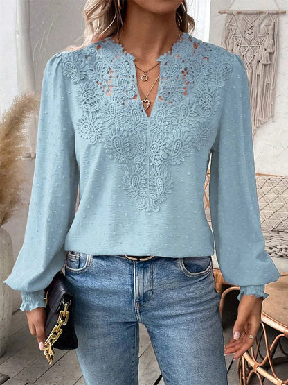 Blusa Con Cuello En V Y Mangas Ligeramente Abullonadas Para Mujer | Ideal Para Uso Diario O Eventos Formales