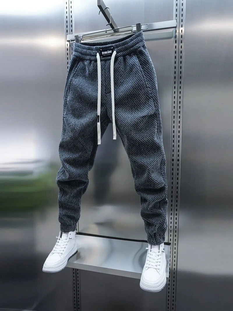 Pantalón con Motivo Acanalado y Cintura Elástica para Hombre | Ideal para Uso Diario y Ocio