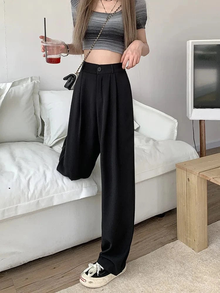 Pantalón de Talle Alto con Corte Amplio y Bolsillos Laterales para Mujer | Ideal para Uso Diario