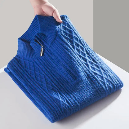 Jersey con Motivo Trenzado Vertical y Cuarto de Cremallera para Hombre | Ideal para Entretiempo