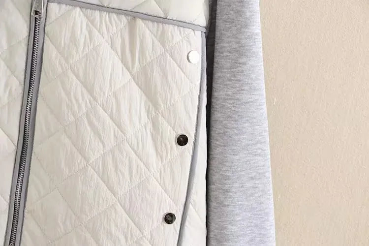 Chaqueta Acolchada con Capucha y Patrón de Rombos para Mujer en Tallas Grandes | Ideal para Invierno