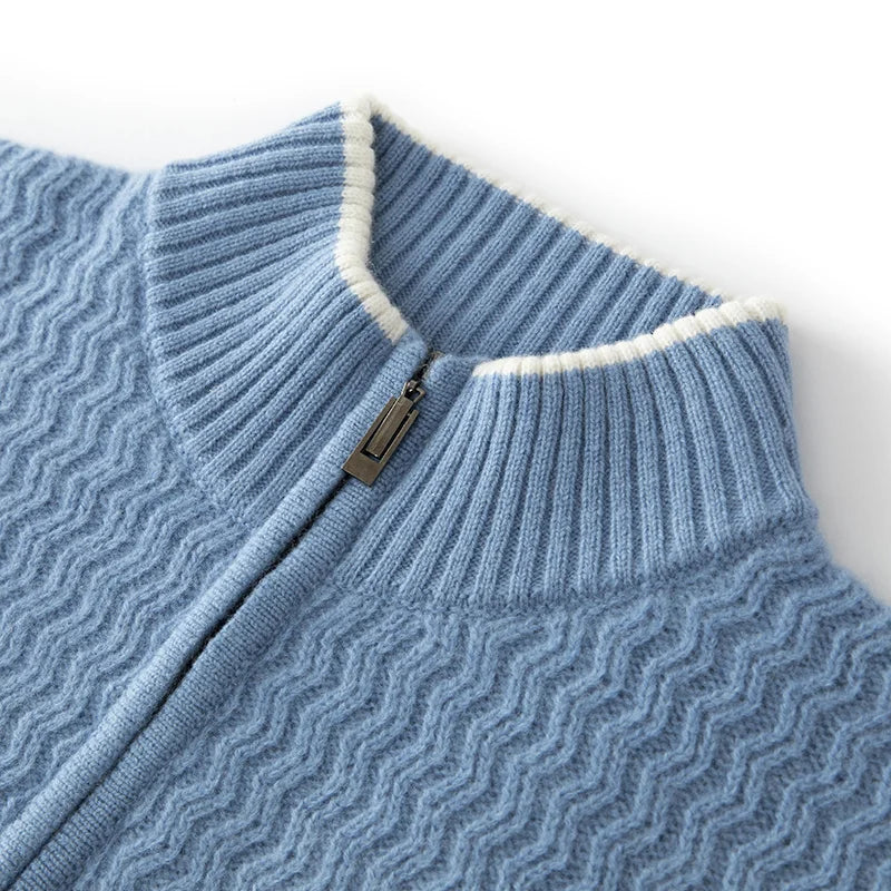 Jersey con Media Cremallera y Textura Acanalada en Zigzag para Hombre | Ideal para Entretiempo