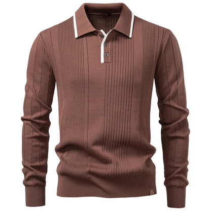 Polo de Manga Larga con Textura Acanalada para Hombre | Ideal para Uso Diario