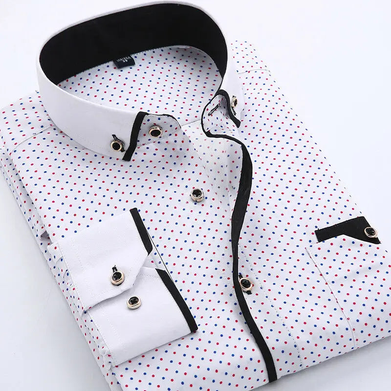 Camisa de Manga Larga con Corte Ajustado y Cuello Clásico para Hombre | Ideal para Uso Diario y Semi-Formal