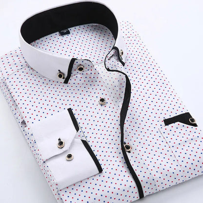 Camisa de Manga Larga con Corte Ajustado y Cuello Clásico para Hombre | Ideal para Uso Diario y Semi-Formal