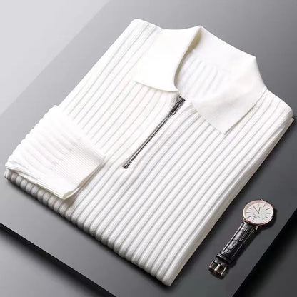 Jersey de Punto para Hombre con Rayas y Cuello Polo | Ideal para Uso Diario