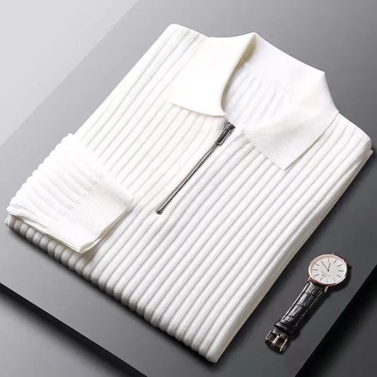 Jersey de Punto para Hombre con Rayas y Cuello Polo | Ideal para Uso Diario